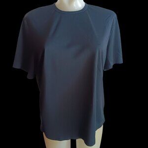Women's Large Vintage 70's T-shirt Single Stitch 1OF1 Black Nylon Zipback Slinky